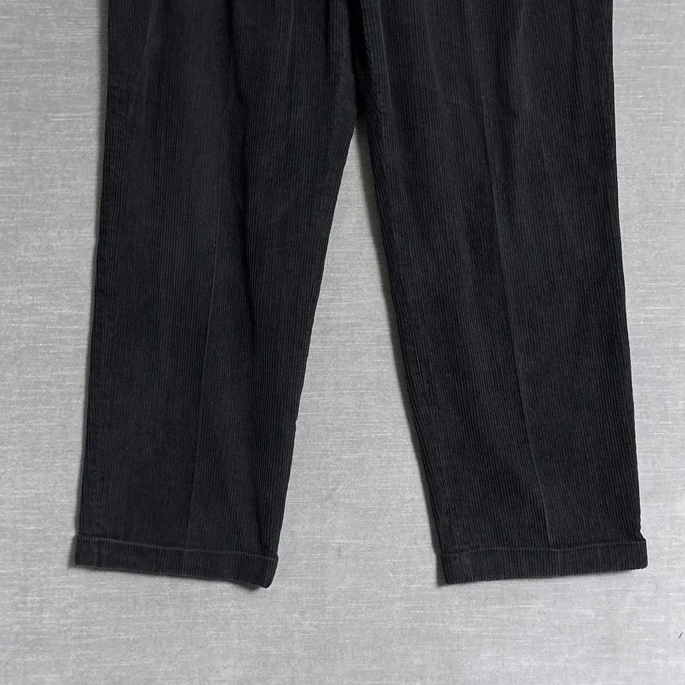 Vintage Louis Raphael Pants 36x31‎ Black Corduroy Pleated Cuffed 90s y2k Fall